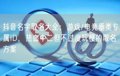 抖音名字取名大全：游戏/电竞垂类专属ID，热血中二但不过度玩梗的取名方案