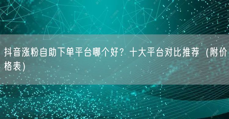 抖音涨粉自助下单平台哪个好？十大平台对比推荐（附价格表）