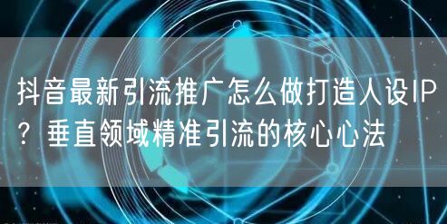 抖音最新引流推广怎么做打造人设IP？垂直领域精准引流的核心心法